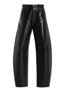 Agolde - Luna Leather High-Rise Bow-Leg Jeans - Black - 32 - Moda Operandi