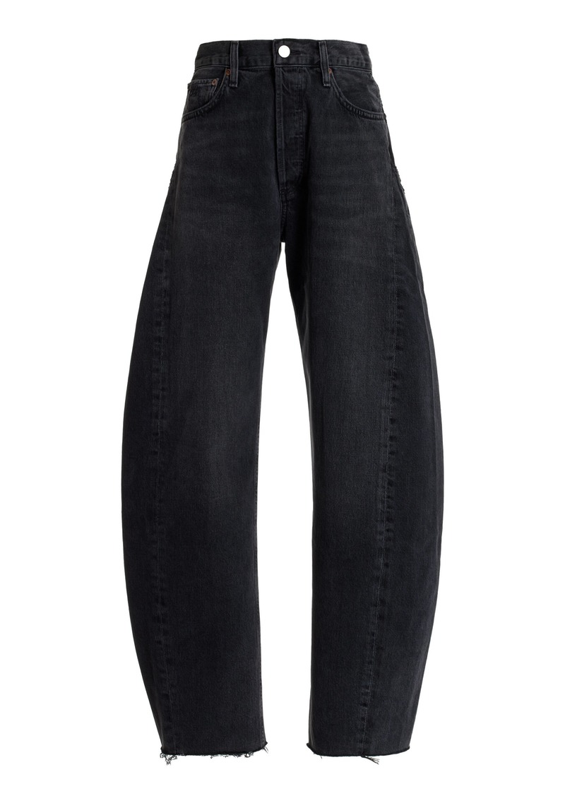 Agolde - Luna Pieced Rigid High-Rise Tapered Jeans - Black - 30 - Moda Operandi