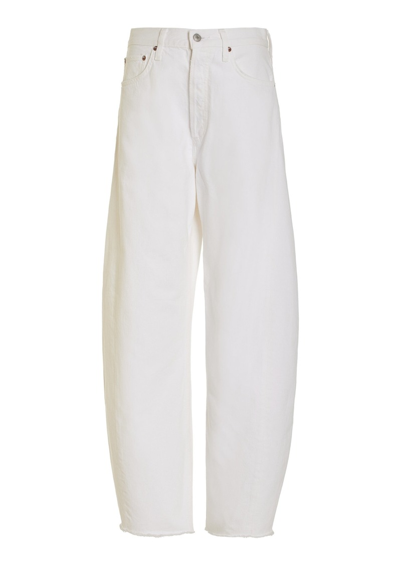 Agolde - Luna Pieced Rigid High-Rise Tapered Jeans - White - 29 - Moda Operandi