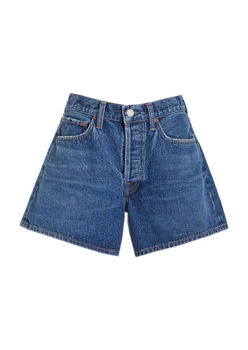 Agolde - Parker Long Denim Shorts - Medium Wash - 32 - Moda Operandi