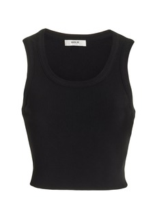 Agolde - Poppy Cotton-Blend Cropped Tank Top - Black - XL - Moda Operandi