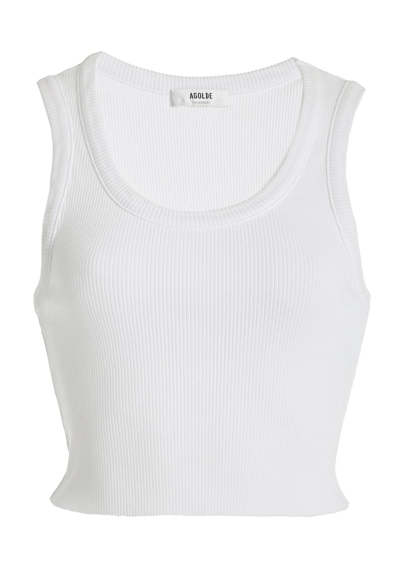 Agolde - Poppy Cotton-Blend Cropped Tank Top - White - L - Moda Operandi