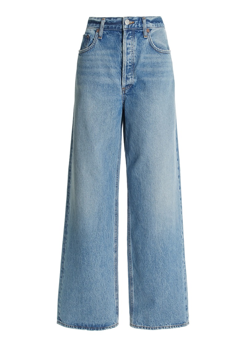 Agolde - Rigid Low-Slung Wide-Leg Baggy Jeans - Medium Wash - 24 - Moda Operandi