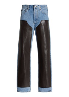 Agolde - Ryder Leather-Detailed Rigid High-Rise Straight-Leg Jeans - Multi - 26 - Moda Operandi