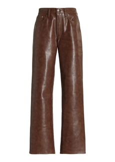 Agolde - Sloane Recycled-Leather High-Rise Straight-Leg Jeans - Brown - 25 - Moda Operandi