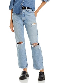 Agolde 90's Ripped High Rise Straight Jeans in Threadbare