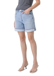 Agolde Dame High Rise Baggy Denim Shorts in Tension
