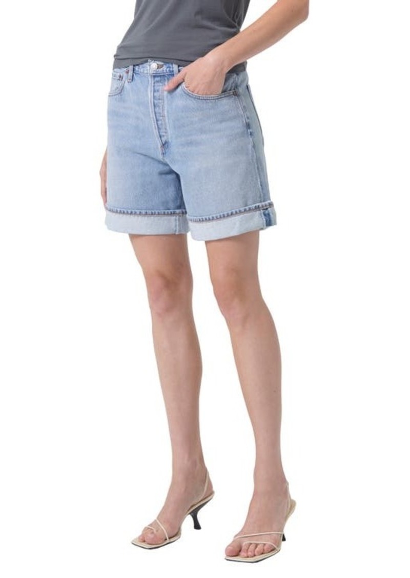 AGOLDE Dame High Waist Mid Length Relaxed Denim Shorts