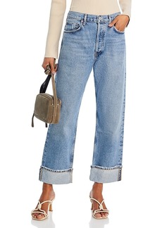 Agolde Fran High Rise Wide Leg Low Slung Cuffed Jeans in Invention