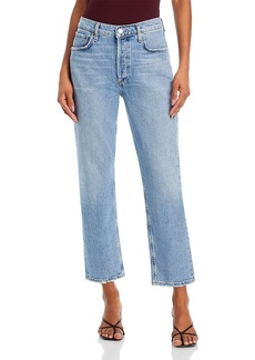 Agolde Riley High Rise Cropped Straight Jeans in Hassle