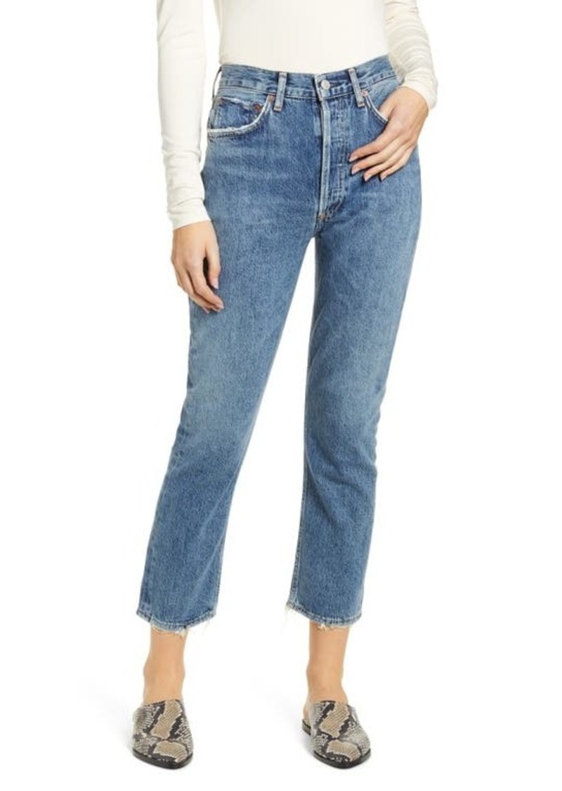 Riley High Waist Crop Straight Leg Jeans in Frequency at Nordstrom