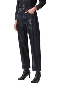 AGOLDE Ryder High Waist Organic Cotton Straight Leg Jeans with Recycled Leather Blend Panel