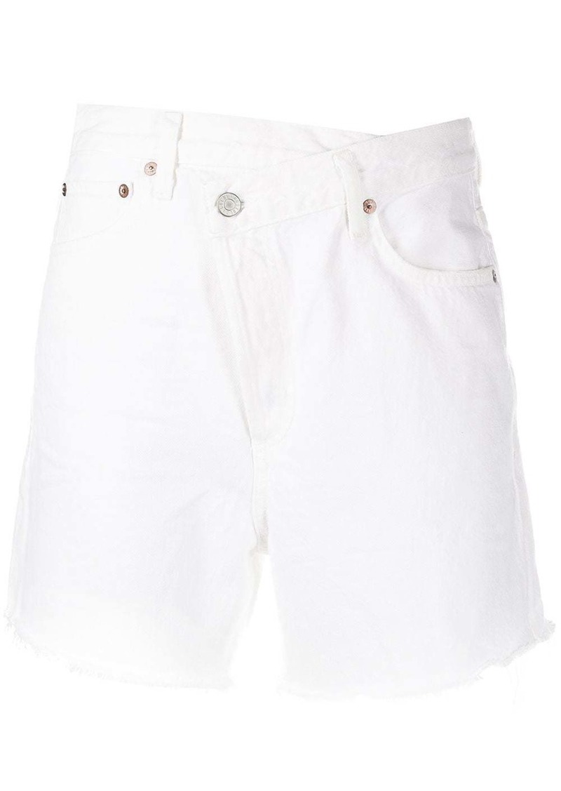 Agolde asymmetric-button denim shorts