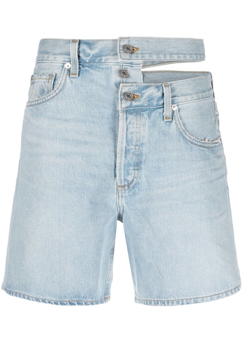 Agolde asymmetric denim shorts