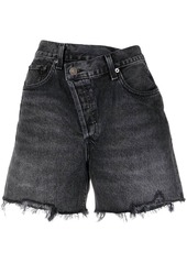 Agolde asymmetric raw-cut shorts