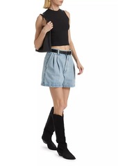 Agolde Becker Pleated Denim Shorts