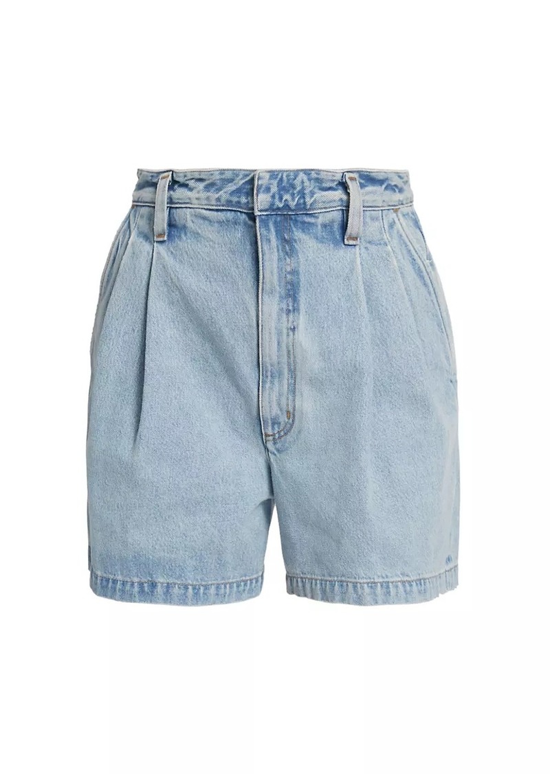 Agolde Becker Pleated Denim Shorts