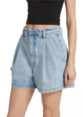 Agolde Becker Pleated Denim Shorts