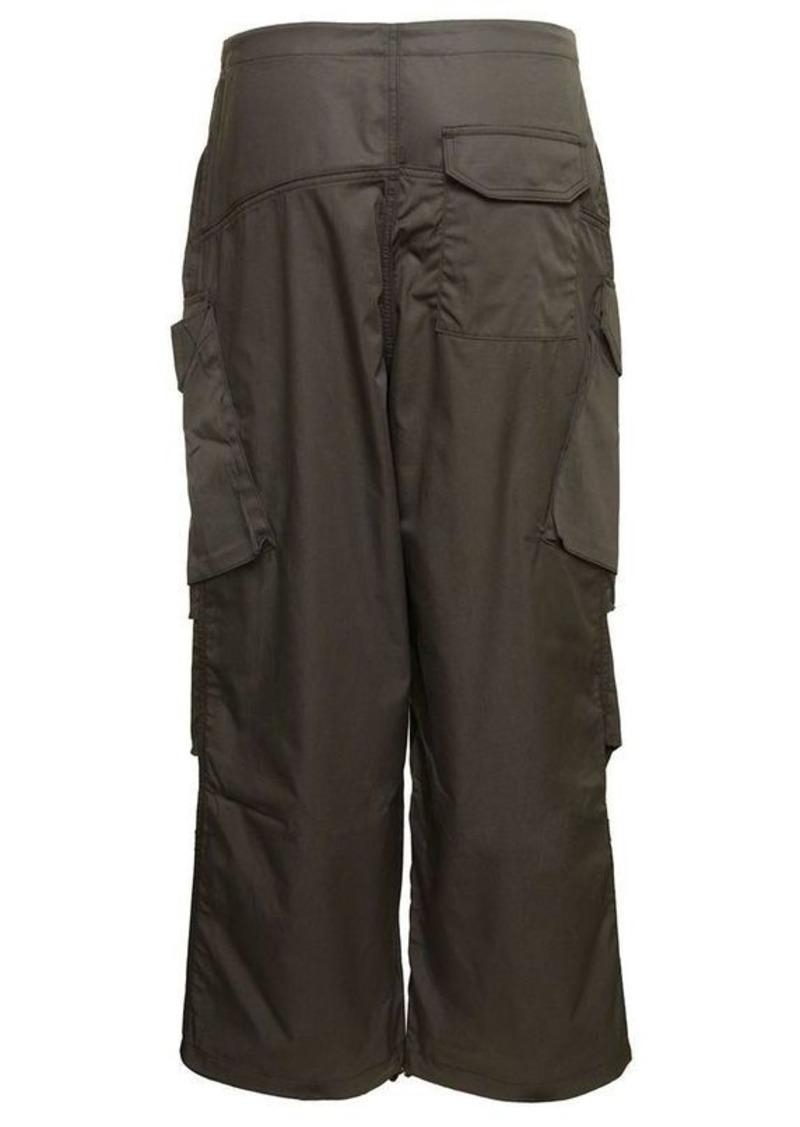 Agolde 'Ginevra' Military Green Cargo Pants with Pockets and Drawstring in Cotton Woman