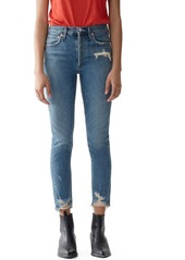 Agolde Jamie High-Rise Distressed Skinny Jeans with Chewed Hem