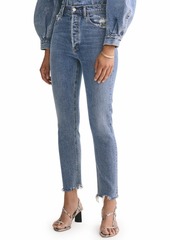 Agolde Nico High-Rise Slim Jeans with Chewed Hem