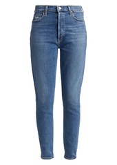 Agolde Nico in Betray High-Rise Distressed Stretch Slim-Fit Ankle Jeans