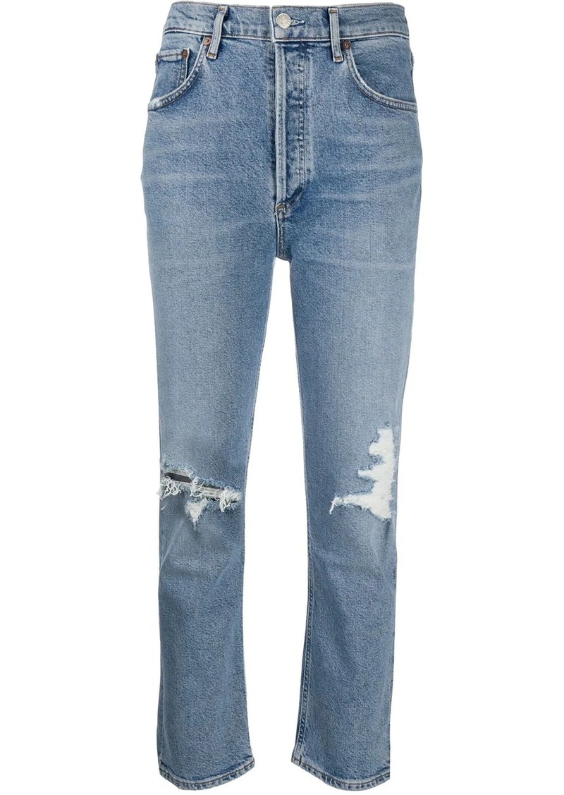 Agolde ripped high-rise cropped jeans