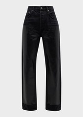 Agolde Ryder Straight-Leg Leather Patch Jeans
