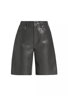Agolde Wide-Leg Leather-Blend Shorts