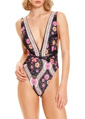 Agua Bendita Ellis Aguja Belted Floral One-Piece Swimsuit