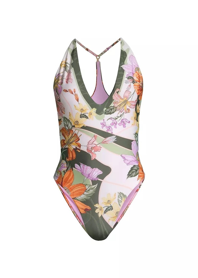 Agua Bendita Aloe Vitreo Floral Racerback One-Piece Swimsuit