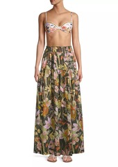 Agua Bendita Jenna Vitreo Cotton Floral Maxi Skirt