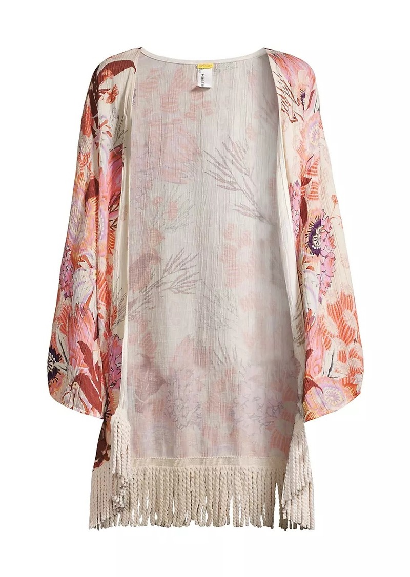 Agua Bendita Juana Boreal Floral Fringe Tunic