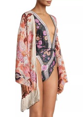 Agua Bendita Juana Boreal Floral Fringe Tunic