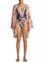 Agua Bendita Juana Boreal Floral Fringe Tunic