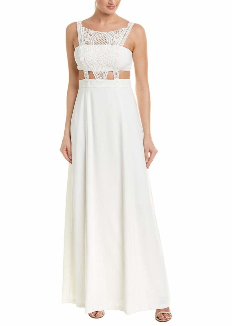 Aidan by Aidan Mattox Women's Crepe and lace Gown with Trim Detail and Cut Outs