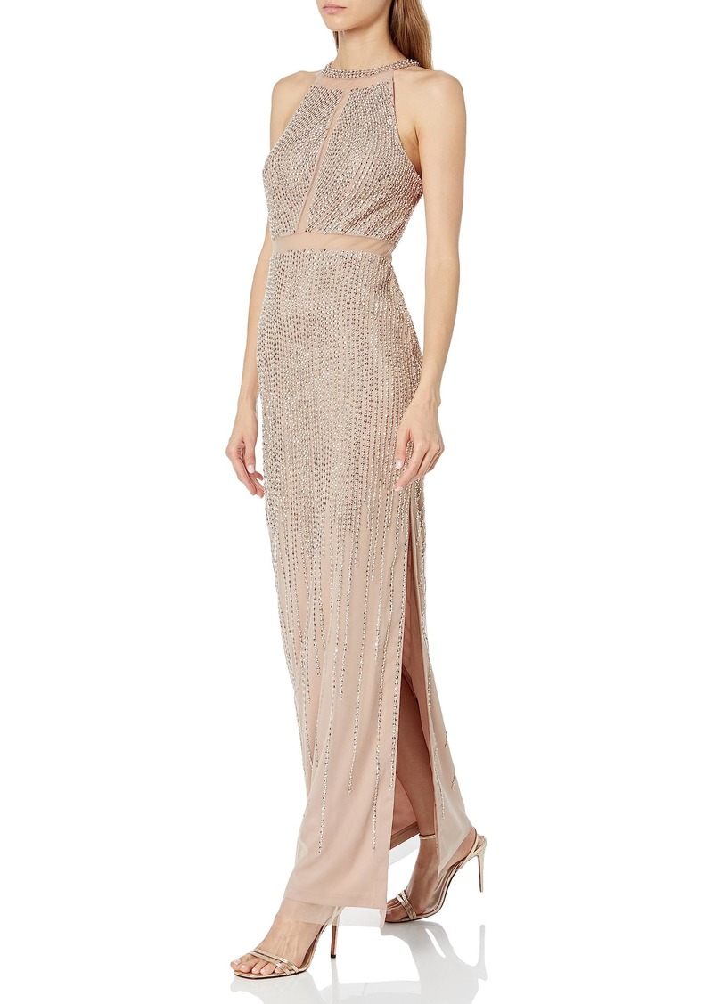 Aidan by Aidan Mattox Women's Crew Neck Beaded Gown