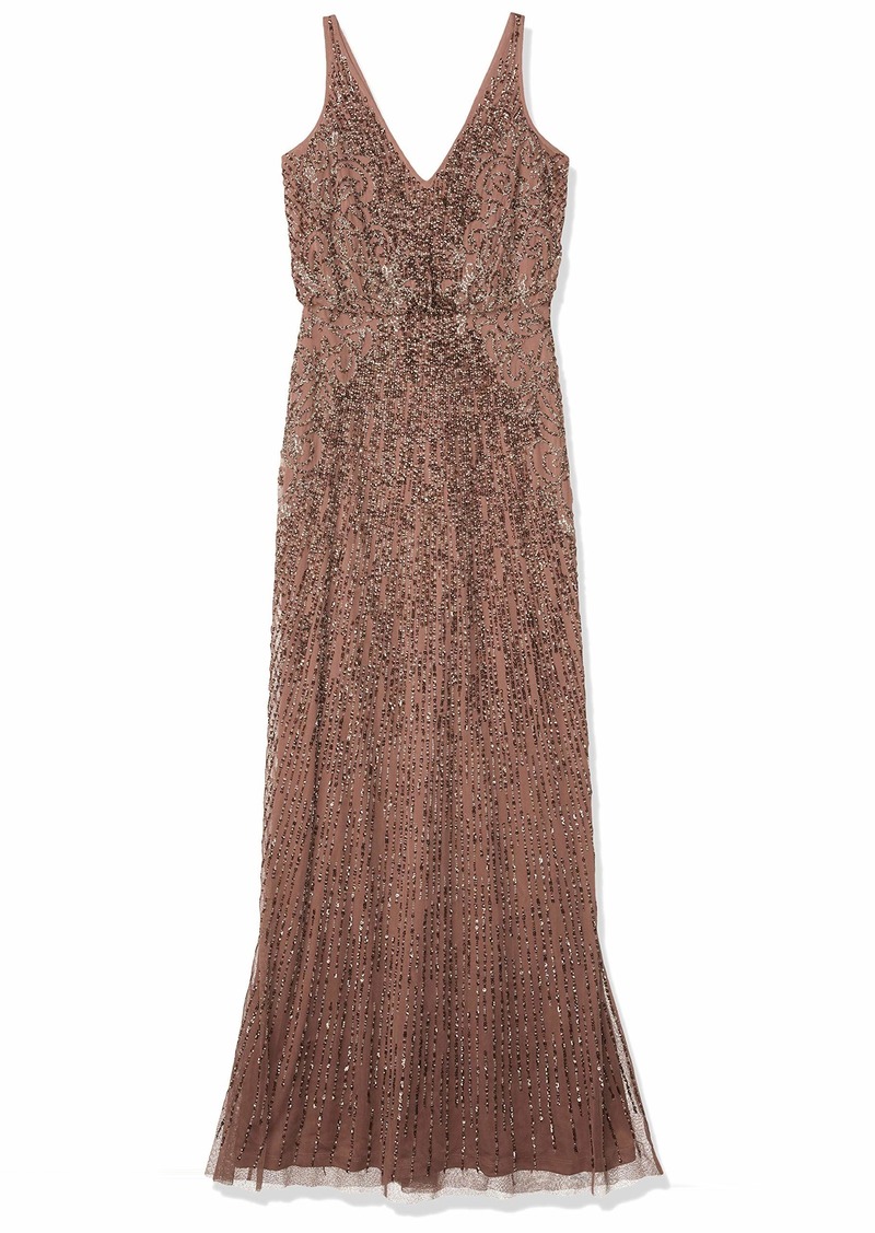 Aidan by Aidan Mattox Women's Deco Beaded Gown