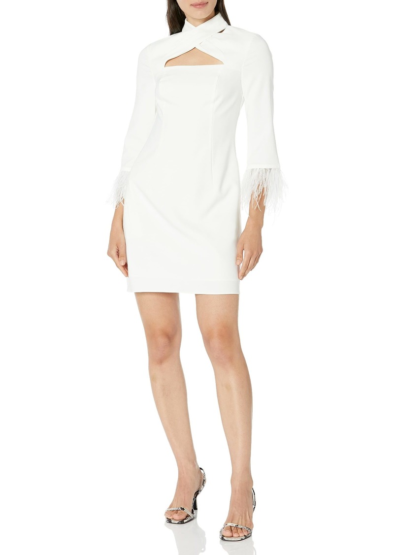 Aidan by Aidan Mattox Women's Mini Dress with Feather Trim