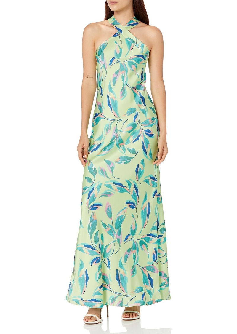 Aidan by Aidan Mattox Women's Printed Halter Neck Long Dress