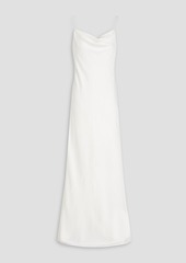 Aidan Mattox - Crystal-embellished draped stretch-satin gown - White - US 10