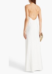 Aidan Mattox - Crystal-embellished draped stretch-satin gown - White - US 10