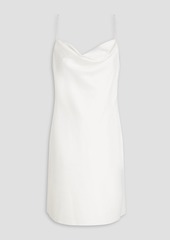 Aidan Mattox - Crystal-embellished draped stretch-satin mini slip dress - White - US 8