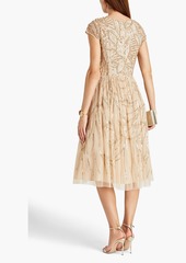 Aidan Mattox - Gathered embellished tulle midi dress - Neutral - US 2