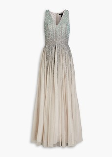 Aidan Mattox - Pleated embellished tulle gown - Gray - US 2