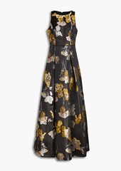 Aidan Mattox - Pleated metallic floral-jacquard gown - Black - US 2