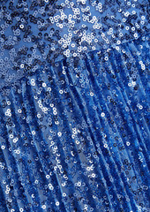 Aidan Mattox - Pleated sequined tulle midi dress - Blue - US 0