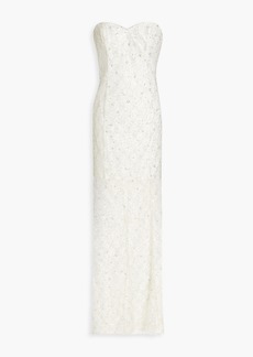 Aidan Mattox - Strapless embellished metallic tulle gown - White - US 2