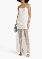 Aidan Mattox - Strapless embellished metallic tulle gown - White - US 10