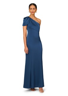 Aidan Mattox by Adrianna Papell Women's Fully Beaded One Shoulder Gown
